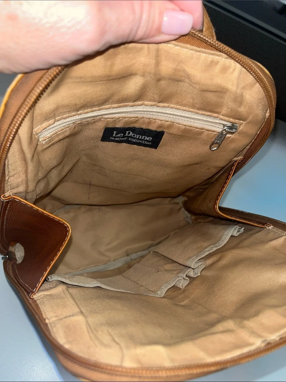 Classic Tan Leather Backpack / Converts Shoulder Bag